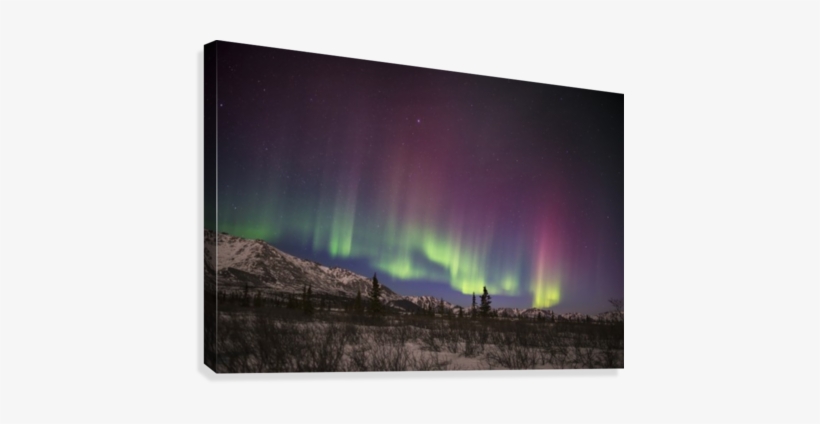 Green And Pink Aurora Borealis Over The Alaska Range, transparent png download