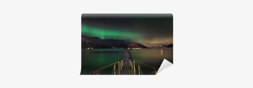Aurora Borealis Over A Norwegian Fjord Wall Mural • - Poster: Spumador's Aurora Borealis Over A Norwegian, transparent png download