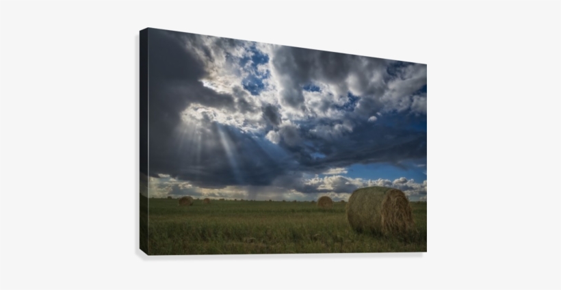 Sunlight Breaks Through The Storm Clouds Over A Field - Printscapes Wall Art: 36" X 24" Canvas Print With Black, transparent png download