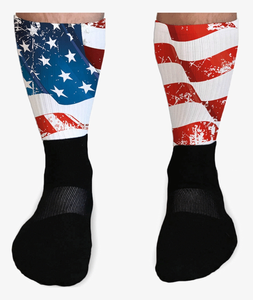 Distressed Flag Patriotic Athletic Or Compression Socks - Sock, transparent png download