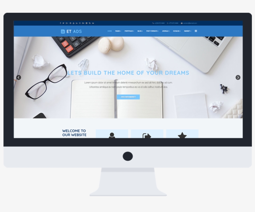 Et Ads Free Responsive Joomla Template Desktop - Desk Png Top View, transparent png download