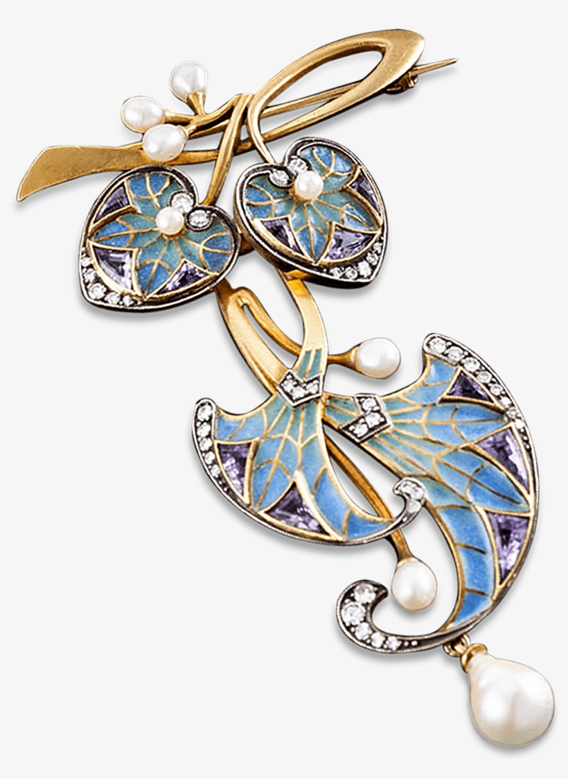 Art Nouveau Plique À Jour Enamel Brooch - Plique-à-jour, transparent png download