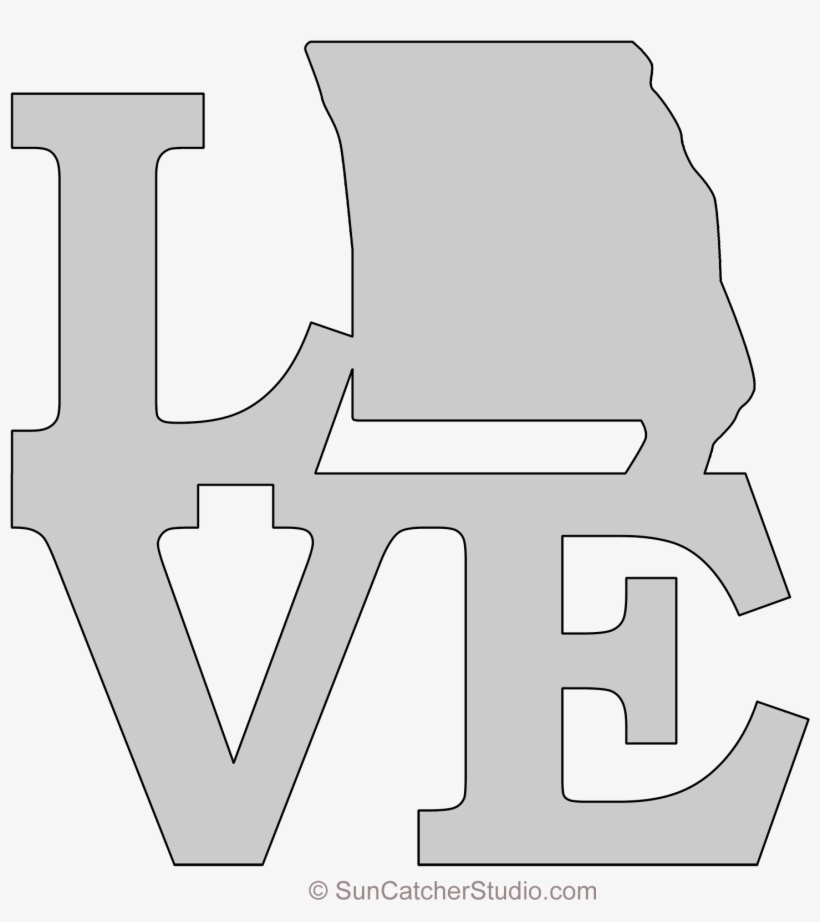 Missouri Love Map Outline Scroll Saw Pattern Shape - Stencil, transparent png download