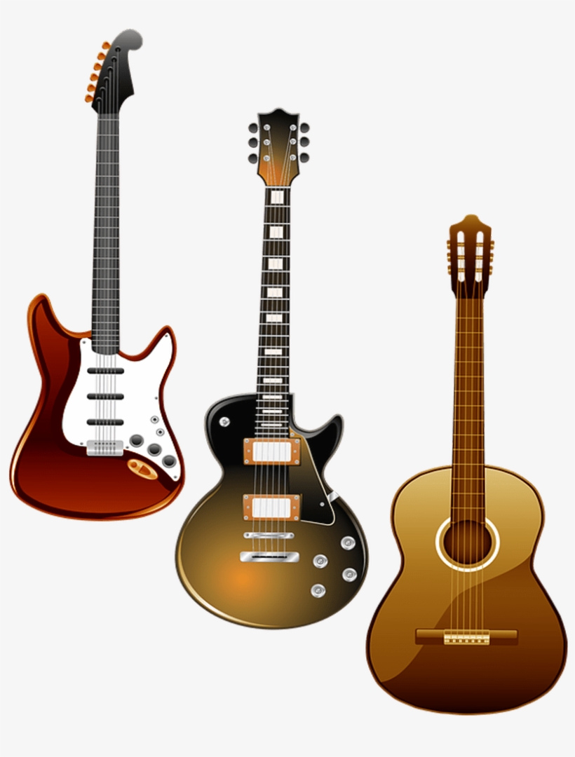 Guitars No Background Png Image 3 Guitars Image For - Black And White Electric Guitar Clip Art, transparent png download