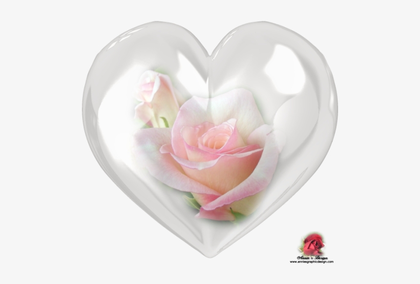Pretty Heart With Pink Rose Graphic In Format By Annie - Full Diamond Embroidery Flower 5d Diamond Painting, transparent png download