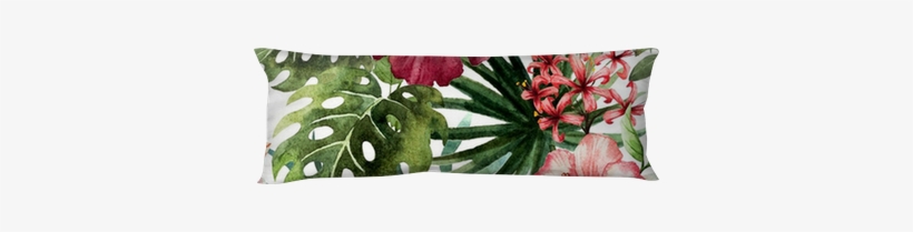 Pattern Orchid Hibiscus Leaves Watercolor Tropics Body - Tropical Flowers, transparent png download