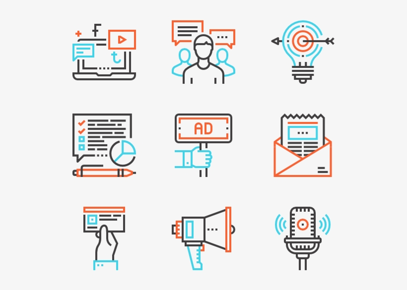 Marketing And Advertising - Cloud And Data Management Icons, transparent png download
