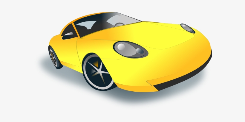 Sports Panda Free Images - Yellow Sports Car Clipart, transparent png download