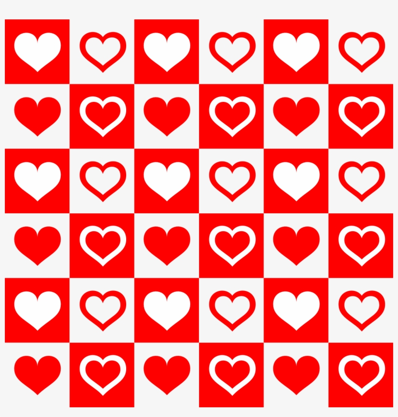 Hearts In A Checkerboard Pattern - Corazones Rojos Y Blancos, transparent png download