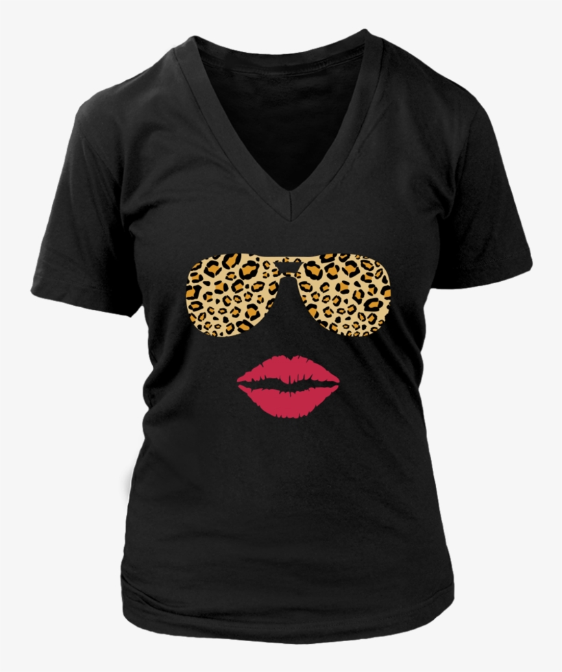 Leopard Sunglasses & Red Lips Womens T Shirt V Neck - Statement Shirt About Pharmacist, transparent png download