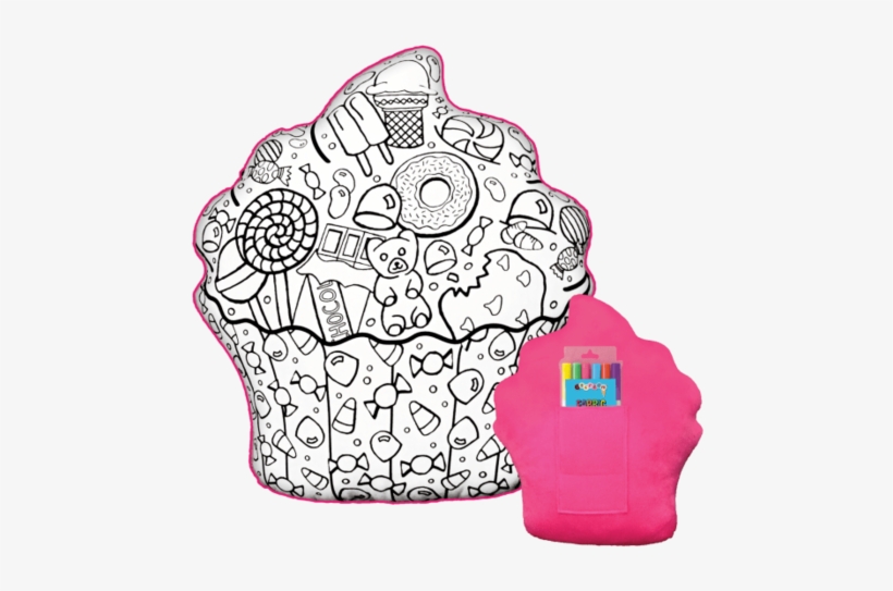 Cupcake Color Me Pillow - Cupcake Pillow To Color, transparent png download