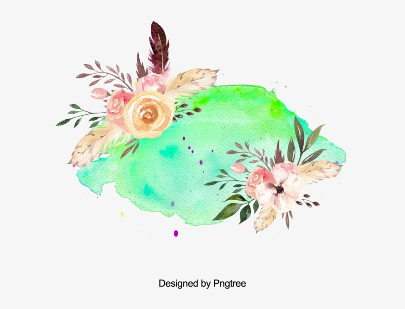 Pintados À Mão Flor Splash De Tinta E Moldura - Flower, transparent png download