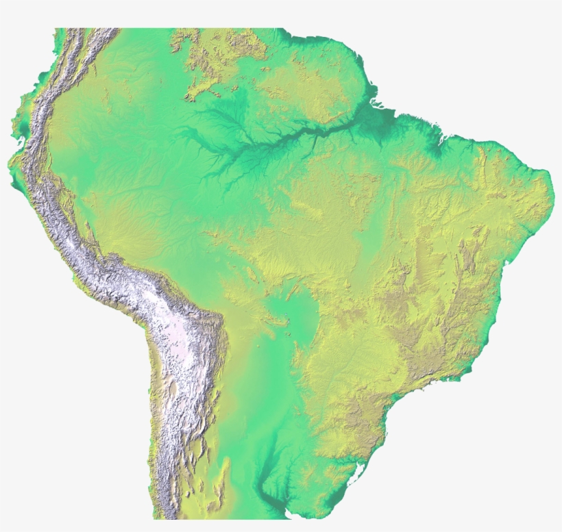Mapa Expandido - South America Topography, transparent png download