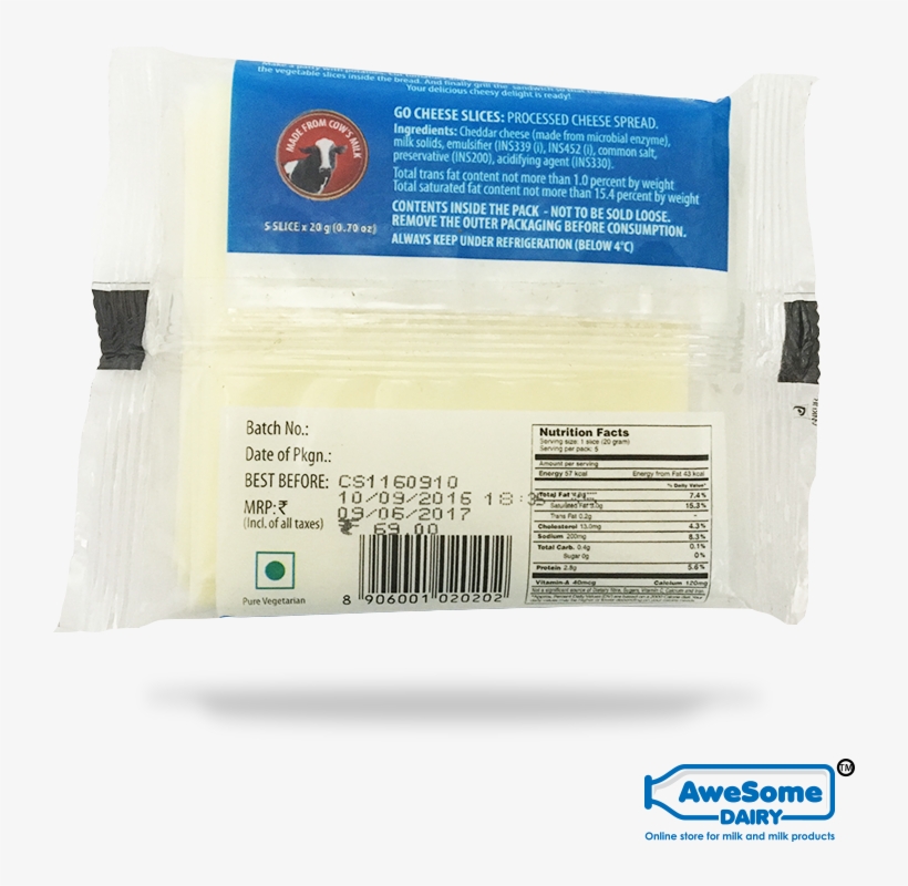 Awesome Dairy Go Cheese Slice Plain 100gm Image Go Cheese Slice Price
