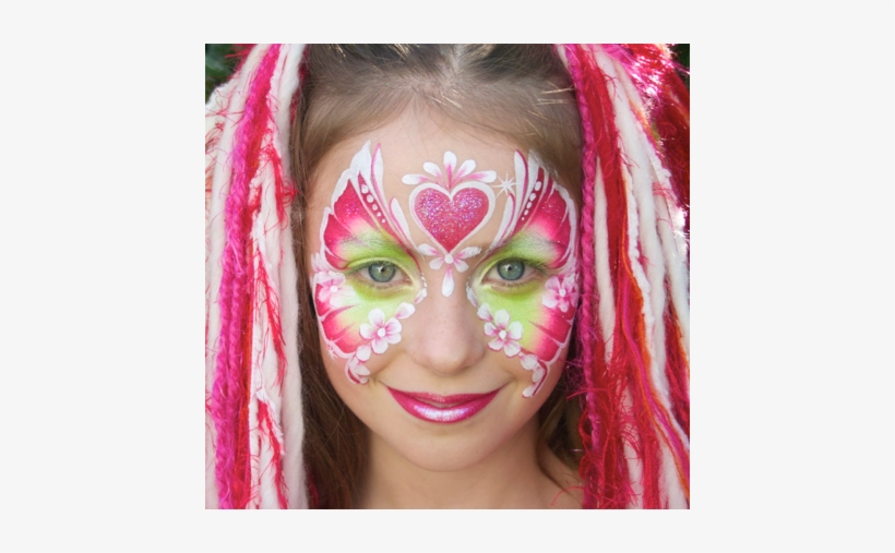Jenny Saunders Flouro Pink Butterfly Face Painting - Painting, transparent png download