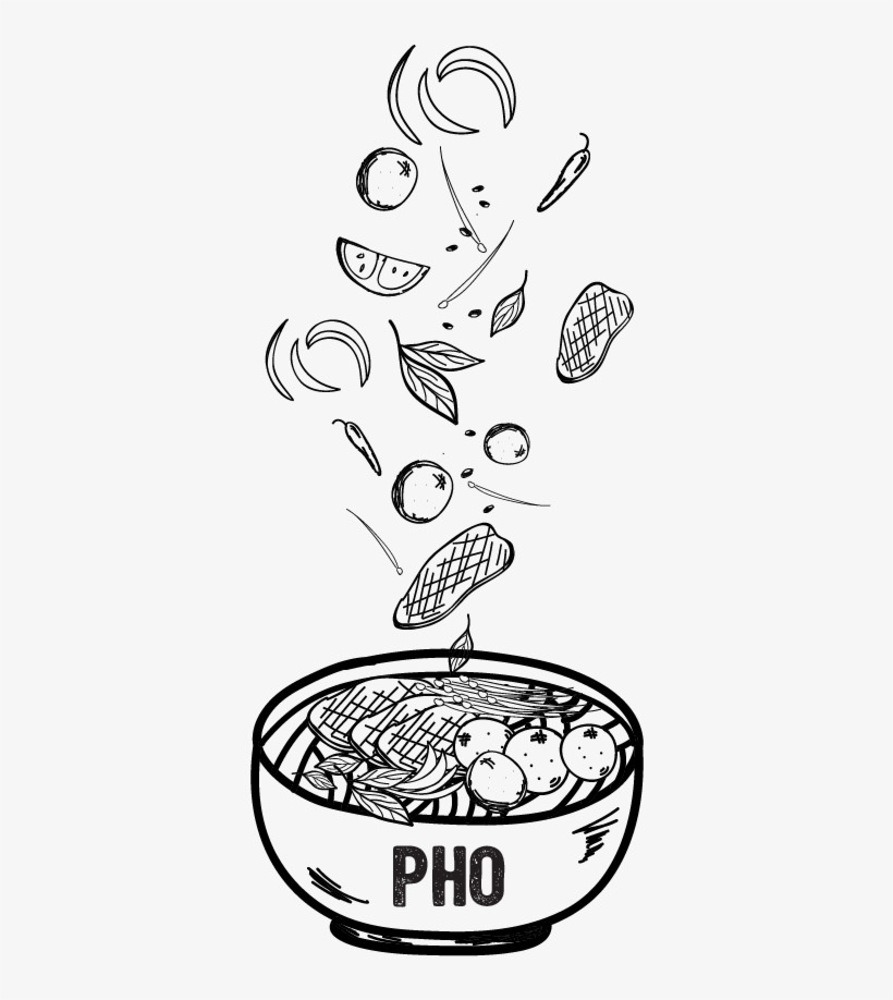 Clip Art Transparent Hem Restaurant Vietnamese Soup - Vietnamese Pho Black And White, transparent png download