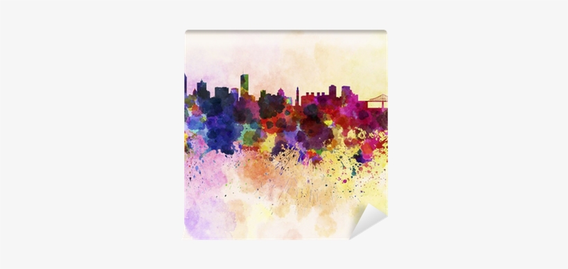 Montreal Skyline In Watercolor Background Wall Mural - Montreal Skyline In Watercolor Background, transparent png download