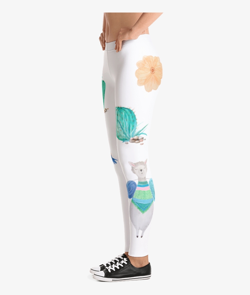 Llama And Cactus Print - Leggings, transparent png download
