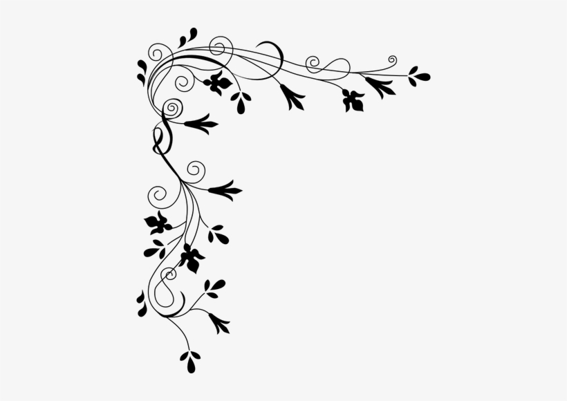 Bordas Clipart Vetores Etc - Flowers Clip Art Black And White Border, transparent png download