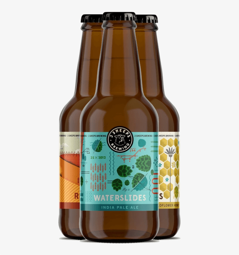 3 Sheeps Brewing Co - Glass Bottle, transparent png download