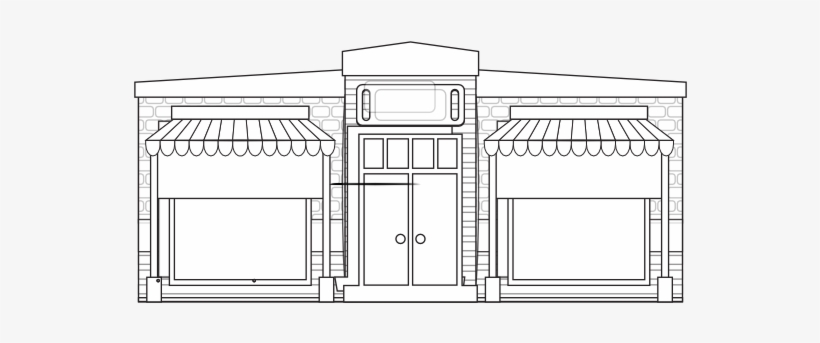 Store Fronts Shop 17 Black White Line Art 555px - Clip Art, transparent png download