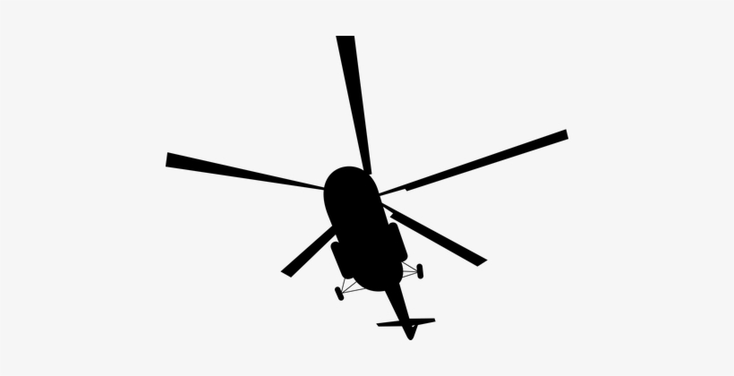 Aircraft Aviation Helicopter Silhouette So - Helicopter Vector Black And White, transparent png download