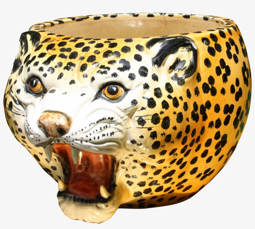 Mid Century Italian Ceramic Cheetah Head Planter - African Leopard, transparent png download