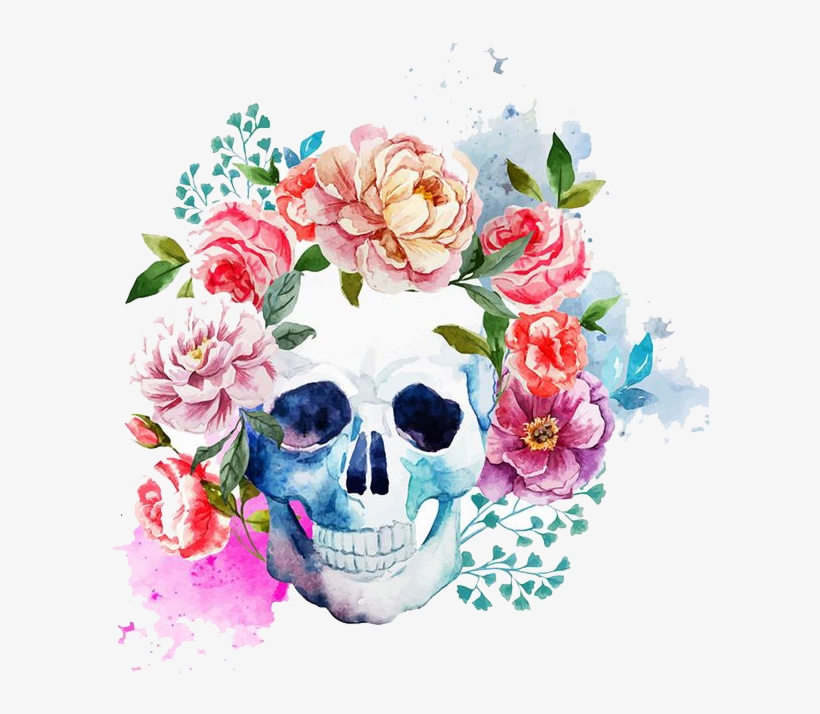 Calavera Human Symbolism Art - Calavera Mexicana Con Flores, transparent png download