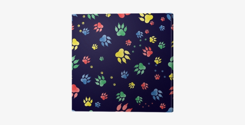 Seamless Pattern Of Dog Paw Marks - Fondo Oscuro Con Huellas De Perro, transparent png download