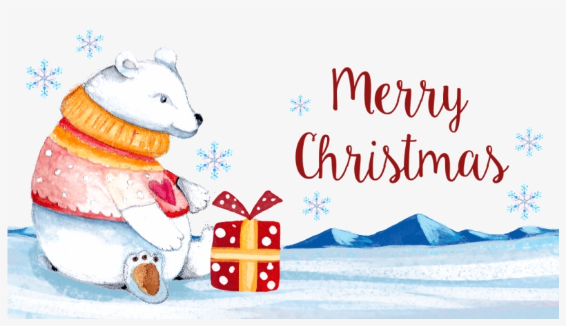 Polar Bear Present - Illustration, transparent png download