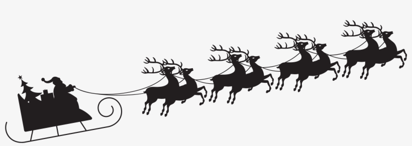 Santa With Sleigh Silhouette Transparent Png Clip Art - Santa Sleigh Silhouette Png, transparent png download