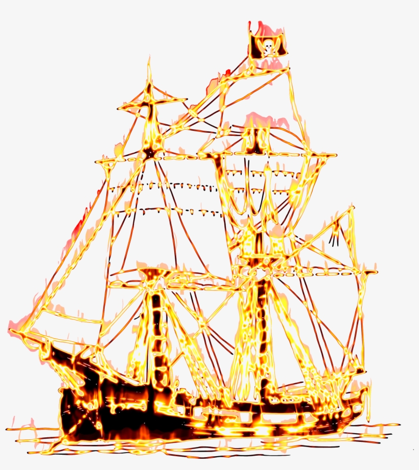 Pirate Ship On Fire 3b - Pencil, transparent png download