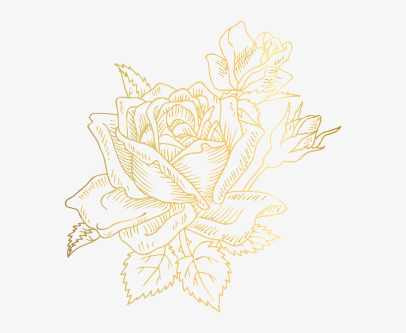 Gold Deco Rose Png Clip Art Image - Illustration, transparent png download