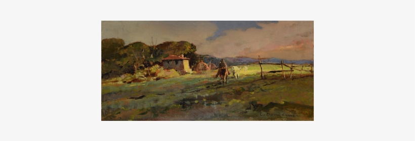 Paesaggio Con Buttero E Buoi - Painting, transparent png download
