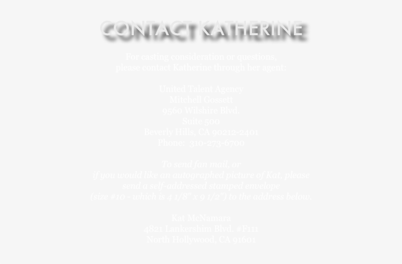 Contact Katherine & - United Talent Agency, transparent png download