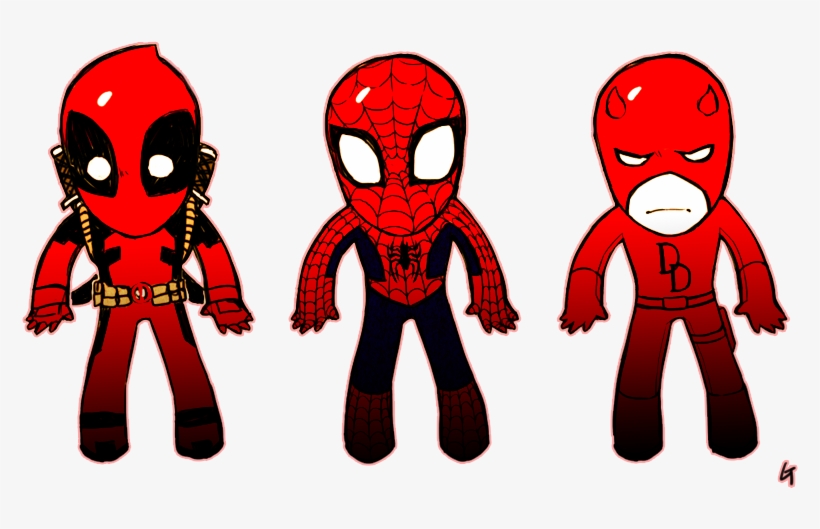Spider-man Daredevil Deadpool Iron Man Clint Barton - Deadpool And Spiderman And Daredevil, transparent png download