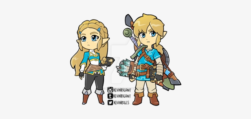 Zelda And Link Breath Of The Wild By Kevinraganit - Breath Of The Wild Link Chibi, transparent png download