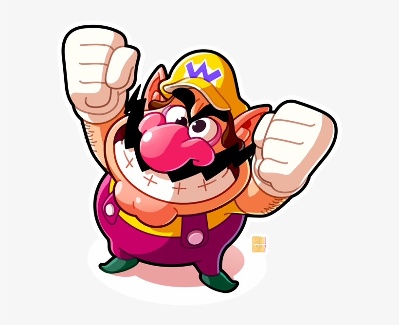Wario Evil Purple Yellow Cartoon Design Fanart Character - Drawing, transparent png download