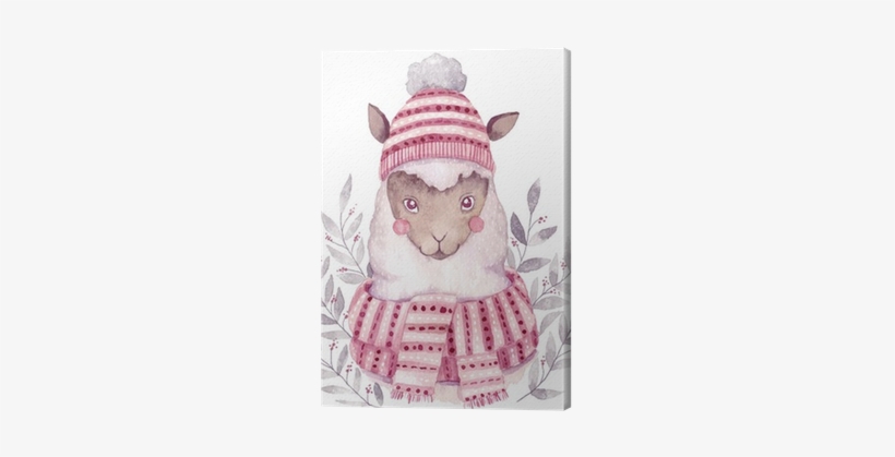 Watercolor Vector Alpaca Illustration - Christmas Watercolor Image Illustration, transparent png download