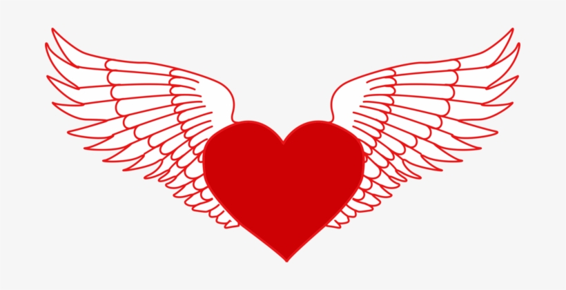 Drawing Heart Flight Organ - Heart With Wings Clipart, transparent png download