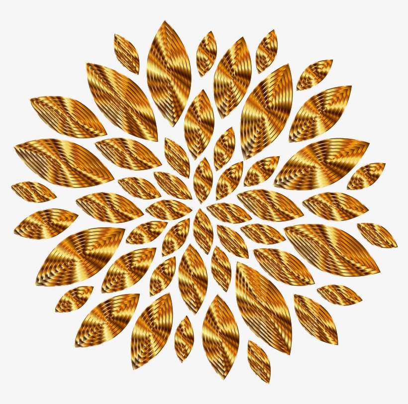 Clipart Gold Flower Petals Variation - Flower Png Black And White, transparent png download