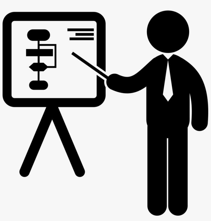 Businessman In A Presentation Pointing A Board With - Presentation Icon Png, transparent png download