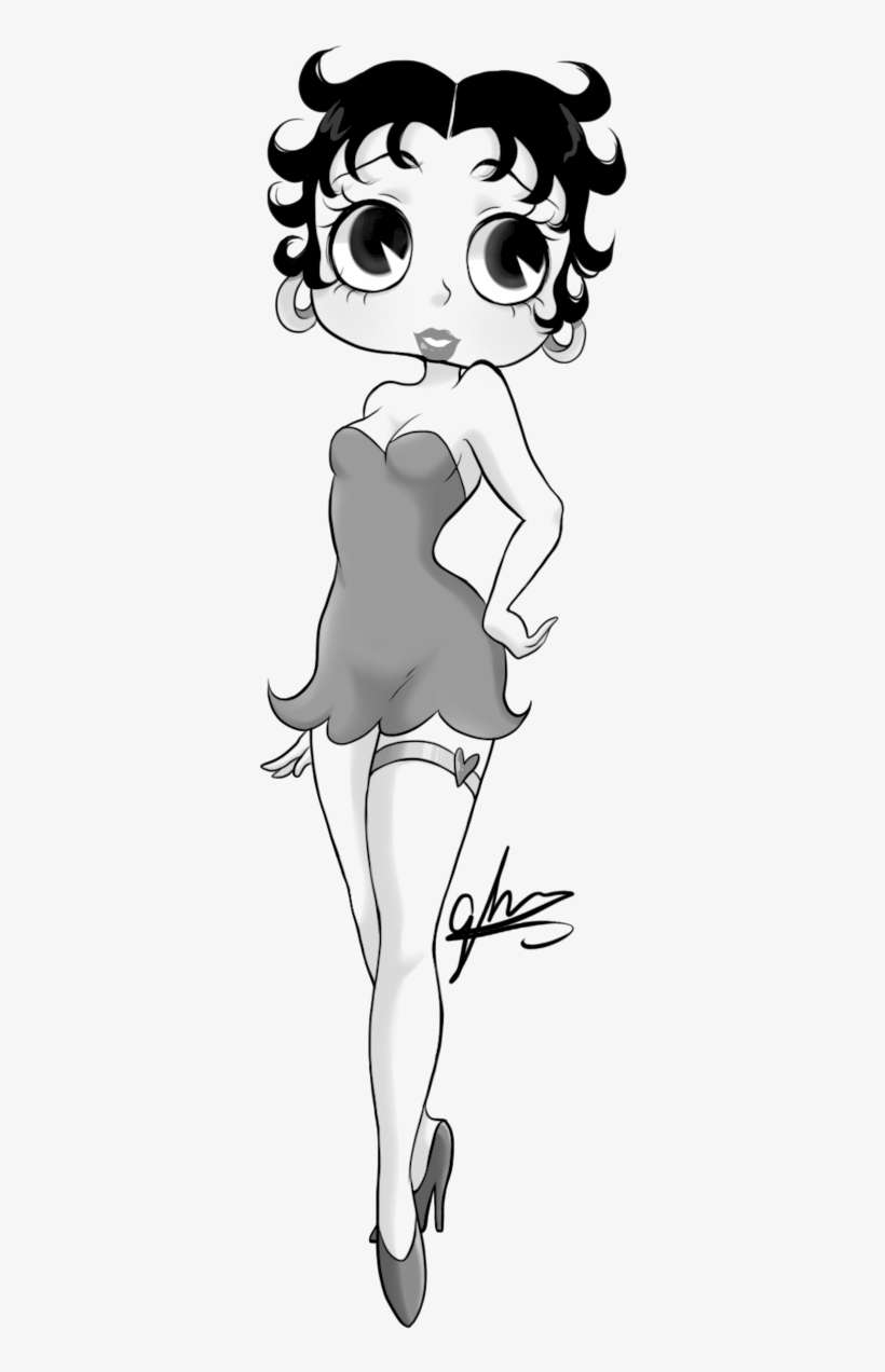 Betty Boop In Black And White By G - Betty Boop Black And White Drawing, transparent png download