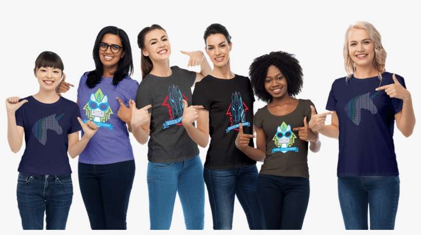 Ascii Unicorn T-shirts On Diverse International Women - Woman, transparent png download