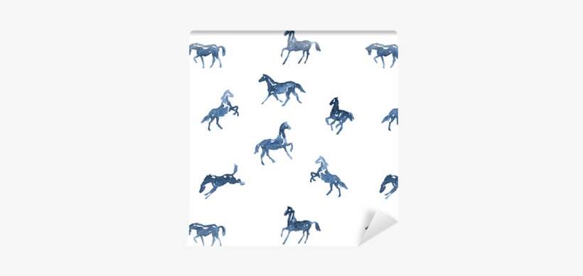 Watercolor Hand Painting Horses Pattern - Horse Background Drawing, transparent png download