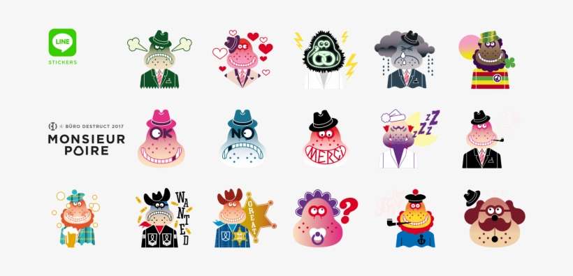 Bd Monsieur Poire Line Sticker Pack - Sticker, transparent png download
