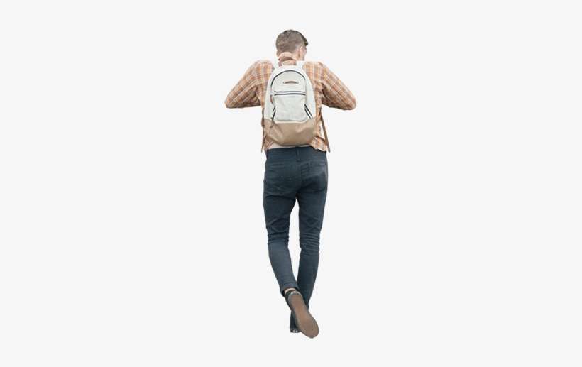 Man Wearing An Orange Plaid Shirt And A Backpack Is - Looking Down People Png, transparent png download