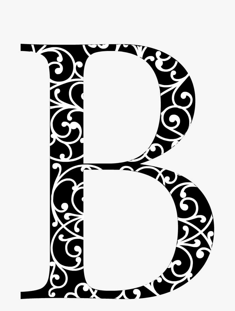 Picmonkey - Black - White - Initial - Scroll Design - Letras B Para Tatuajes, transparent png download