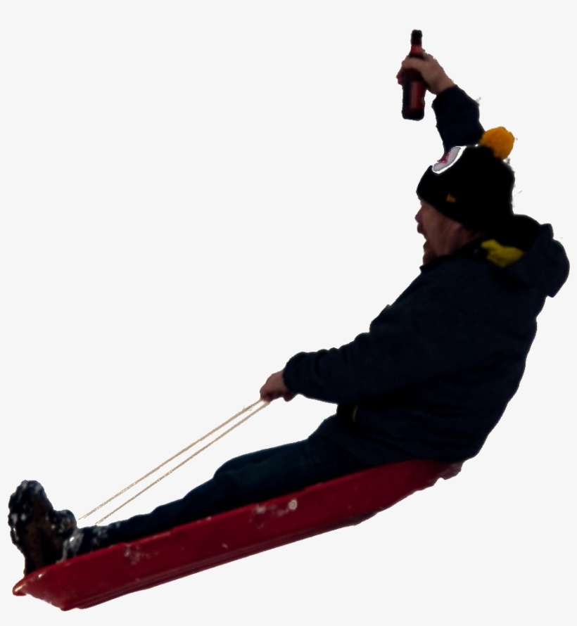 Persona Man Riding A Sled With A Beer In Hand - Figure Skating Jumps, transparent png download