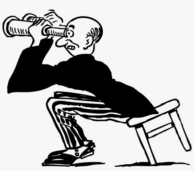 Collection Of Looking Through Black And - Man With Binoculars, transparent png download